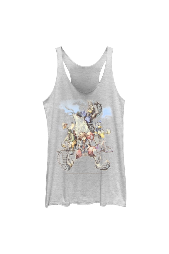 Women's Kingdom Hearts Final Mix Box Art Racerback Tank Top White Heather Small
