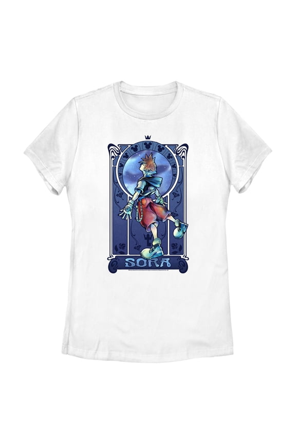 Women's Kingdom Hearts Re: Chain of Memories Sora Mirror Portrait Graphic Tee White 2X Large