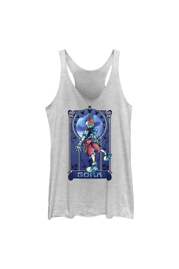 Women's Kingdom Hearts Re: Chain of Memories Sora Mirror Portrait Racerback Tank Top White Heather Small