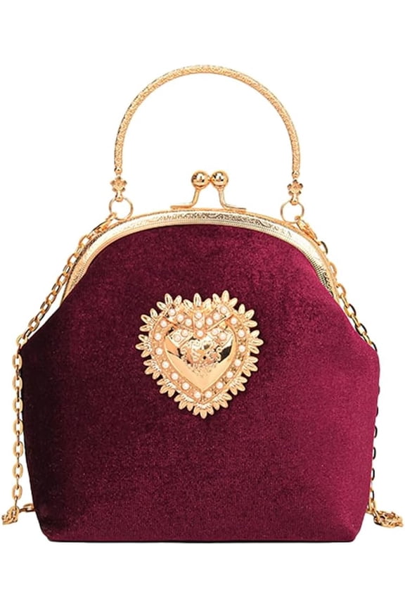 Women's Kiss Lock Crossbody Bag Small Velvet Kiss Clasp Shoulder Cross Body Purse Retro Top Handle Handbag Evening Bags