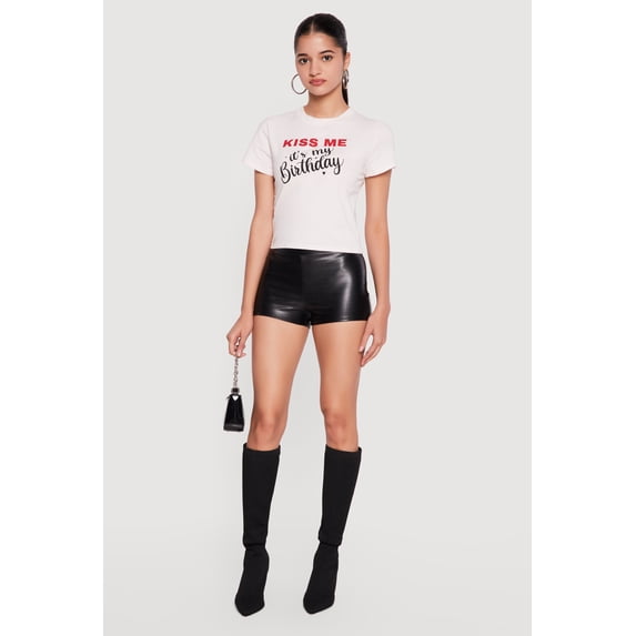 Women's Kiss Me Its My Birthday Graphic Tee