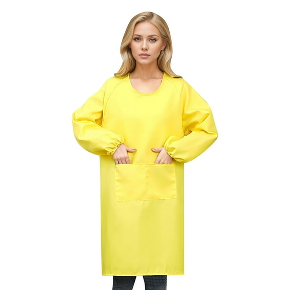 Women's Kitchen Apron Long Sleeves With Big Pockets For Cooking Baking Cleaning Chef BBQ Grill Work Durable Comfortable Adjustable