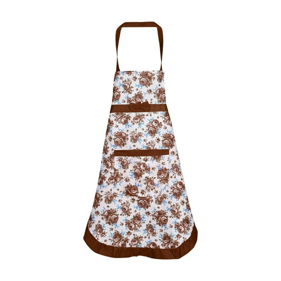 Women's Kitchen Floral Bib Apron With Pockets Adjustable Waist Belt Waterproof Durable Material For Cooking Baking Restaurant Coffee Shop Hotel Daily Use