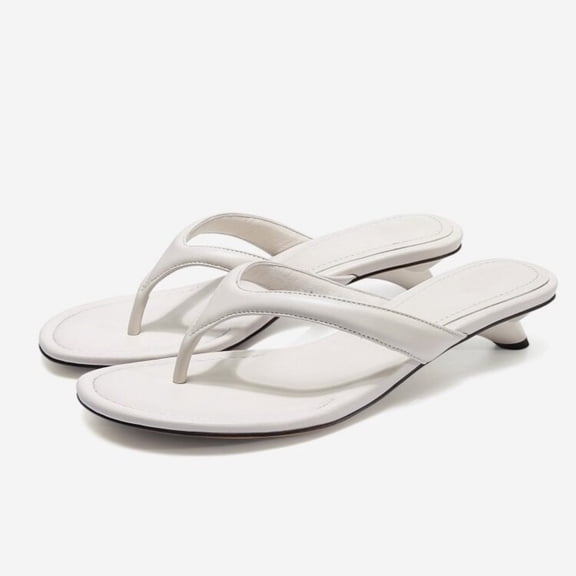 Women's Kitten Heel Flip Flop Sandals, Open Toe Thong Slip On Heeled Sandals