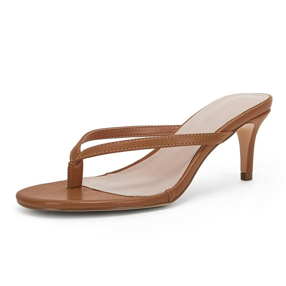 Women's Kitten Heel Flip Flops Slip On Thong Slide Sandals Comfortable Summer Beach Shoes