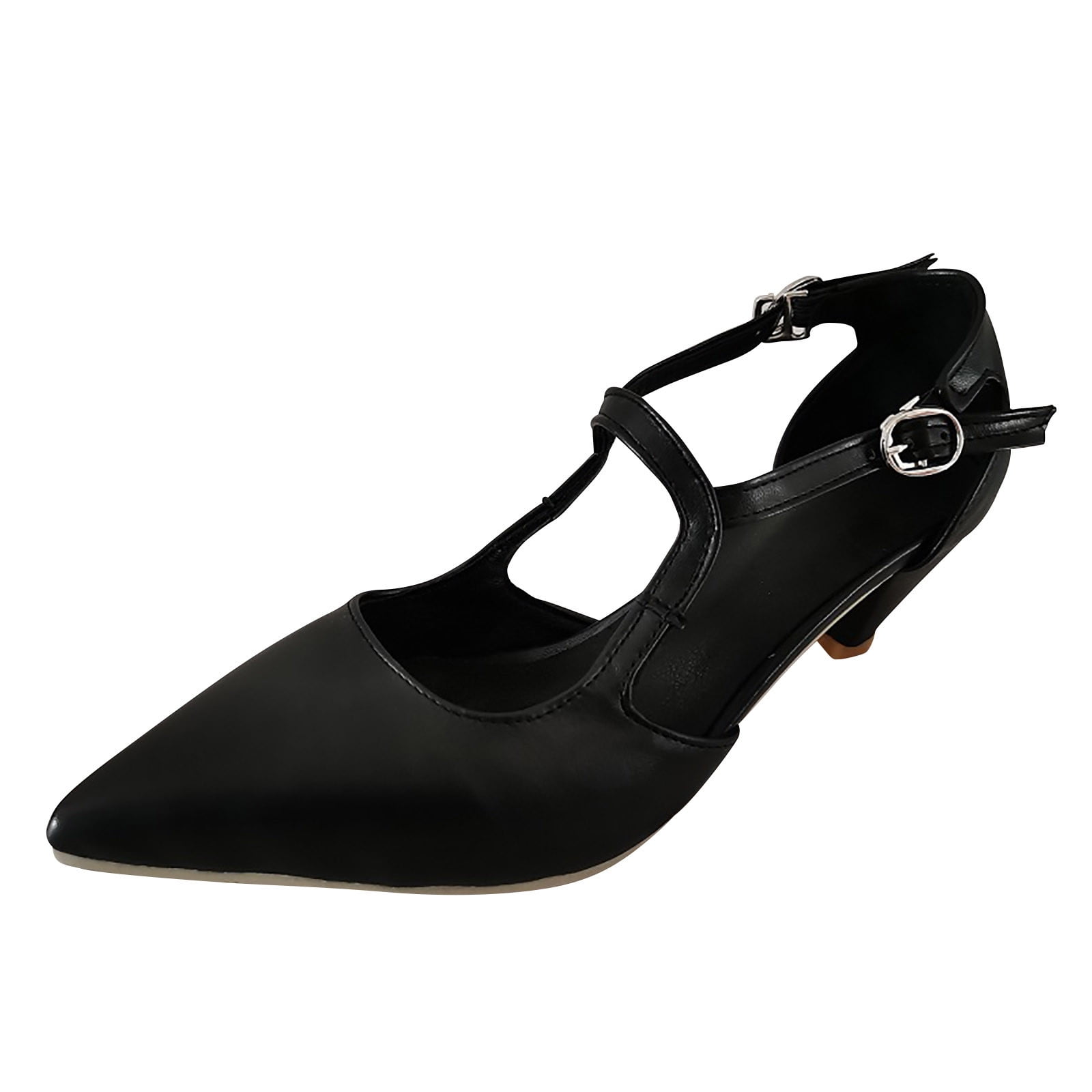 Amazon.com | NobleOnly Women's Chunky Heels Slip-on Pumps Comfortable  Leather Mid Heel Square Toe Block Office Business Shoes 7.5CM Heel Black  Matte 5 M US | Pumps