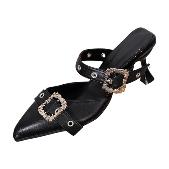 Women's Kitten Heels Pumps - Pointed Toe Low Mule Heels Slingback for Women, Closed Toe Dressy Comfortable Work Heels with Non-Slip Sole for Office & Formal Events