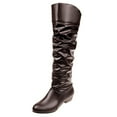 thumbnail image 1 of Women's Knee-High Boots -On Round Toe Solid High Heel Stylish Footwear for Women, 1 of 7