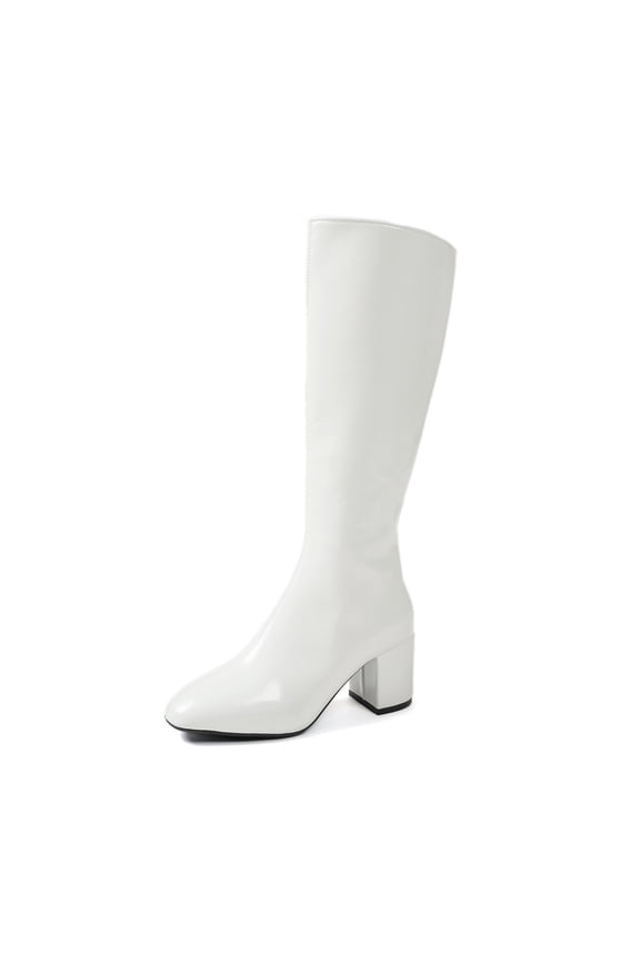 Women's Knee High Boots - PU Pointed Toe with a Low Chunky Heel for Parties, Evening Events and Special Occasions