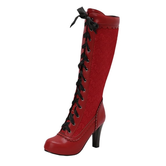 Women's Knee High Boots Round Toe High Heel Winter Fashion Tall Boots