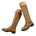 thumbnail image 1 of Women's Knee-High Boots Round Toe Side Zipper Riding Boots Fashion Buckles Low Heel Pull On Dress Tall Boot, 1 of 3