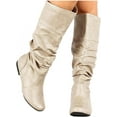 thumbnail image 1 of Women's Knee High Boots Winter Comfy Slip On Riding Boots Ladies Thigh High Flat Wide Mid Calf Boots, 1 of 5