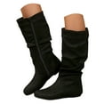 thumbnail image 1 of Women's Knee High Boots Winter Pull on Fall Tall Slouch Boot Chunky Low Flat Heel Ladies Dress Long Booties, 1 of 7