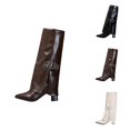 thumbnail image 1 of Women's Knee High Dress Boots, Fashion Buckle Detail Mid Calf Boots, Comfortable Tall Shoes for Fall and Winter, 1 of 10