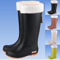 thumbnail image 1 of Women's Knee-High Rain Boots, Waterproof Non-Slip Rubber Boots with Removable Fleece Lining, Fashion Warm Water Shoes for Daily Outdoor, Multi-Color, 1 of 6