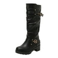 thumbnail image 1 of Women's Knee High Riding Boots Buckle Zipper Tall Boots Comfortable Chunky Low Heels Boots Knee High Boots Wide Widths Calf Boots, 1 of 7