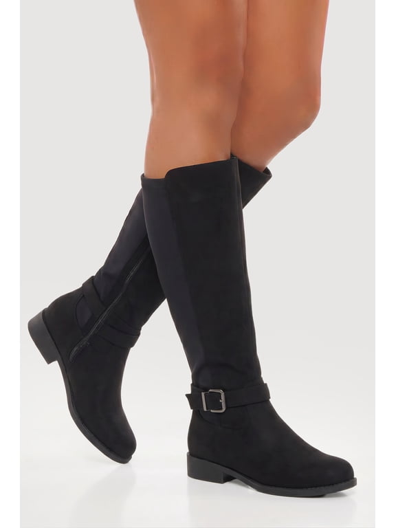 Women's Knee High Riding Boots with Buckles