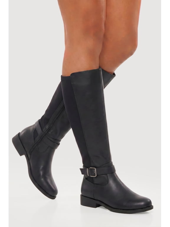 Women's Knee High Riding Boots with Buckles