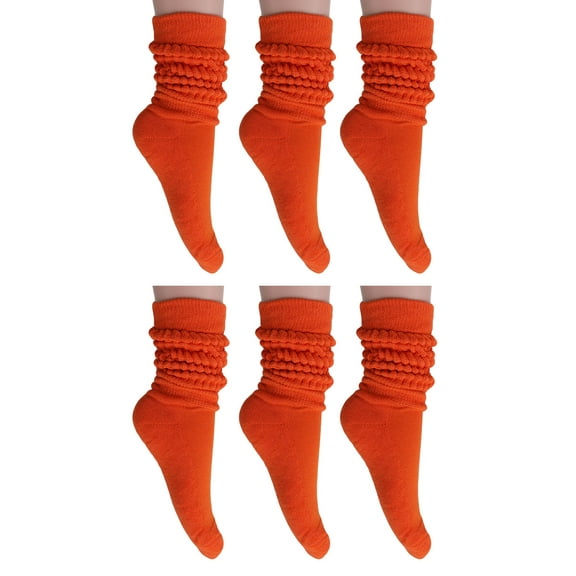 Women's Knee High Slouch Socks, Extra Long Cotton Blend Pack (6 Pairs), Fits Shoe Sizes 5-10, Vintage Style for Casual Wear & Layering