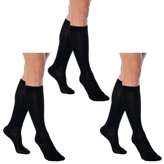 Women's Knee High Socks - 3 Pairs Combed Cotton Over The Calf Long Socks (20" Length) for Boots & Casual Wear