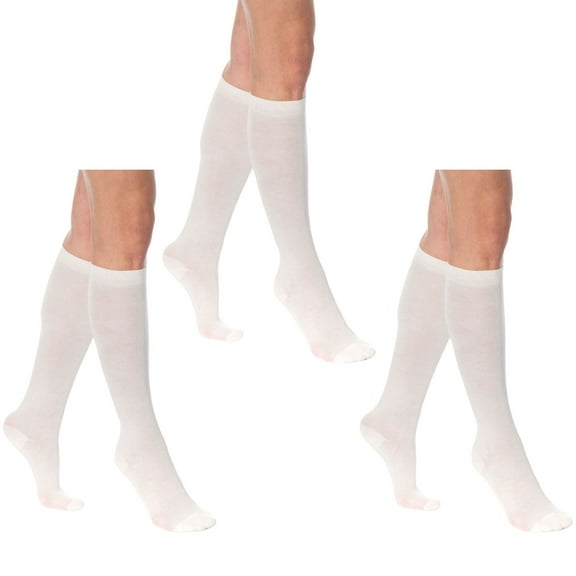 Women's Knee High Socks - 3 Pairs Combed Cotton Over The Calf Long Socks (20" Length) for Boots & Casual Wear