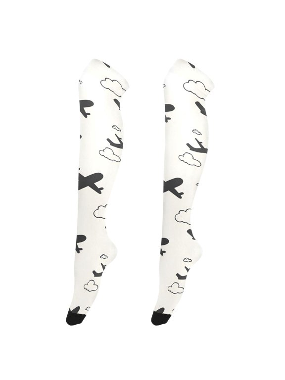 Women's Knee-High Socks Airplane Cloud High-Knee Stocking Suitable for Parties Home and Sports