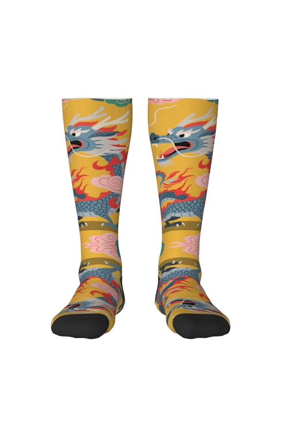 Women's Knee High Socks Ancient Chinese Qing Dynasty Eror'S Dragon Outdoor Casual Tube Socks