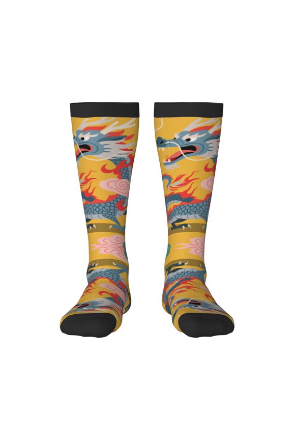 Women's Knee High Socks Ancient Chinese Qing Dynasty Eror'S Dragon Outdoor Casual Tube Socks