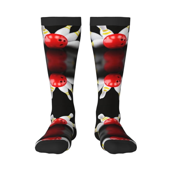 Women's Knee High Socks Bowling Bottle Print Thermal Soft Knee Long Socks
