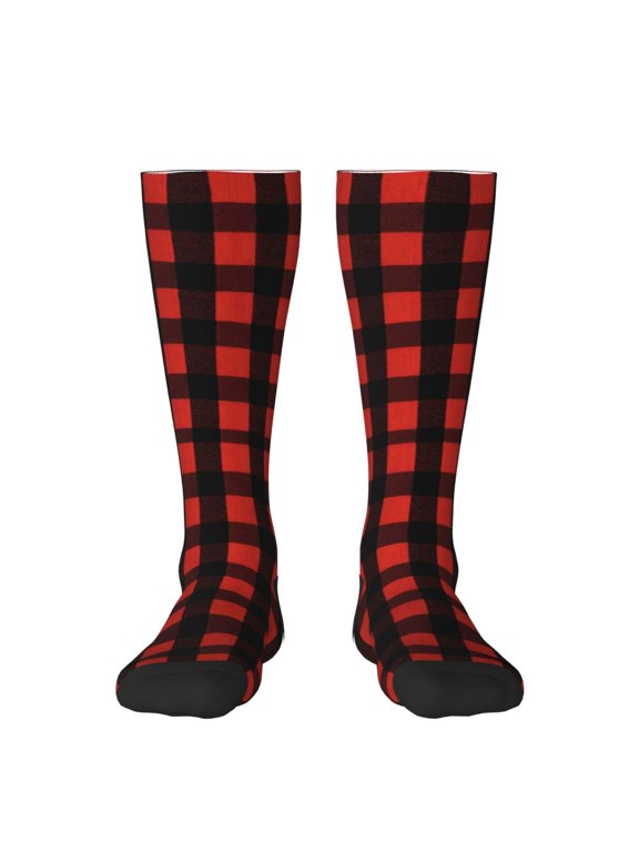 Women's Knee High Socks Buffalo Plaid Thermal Soft Knee Long Socks