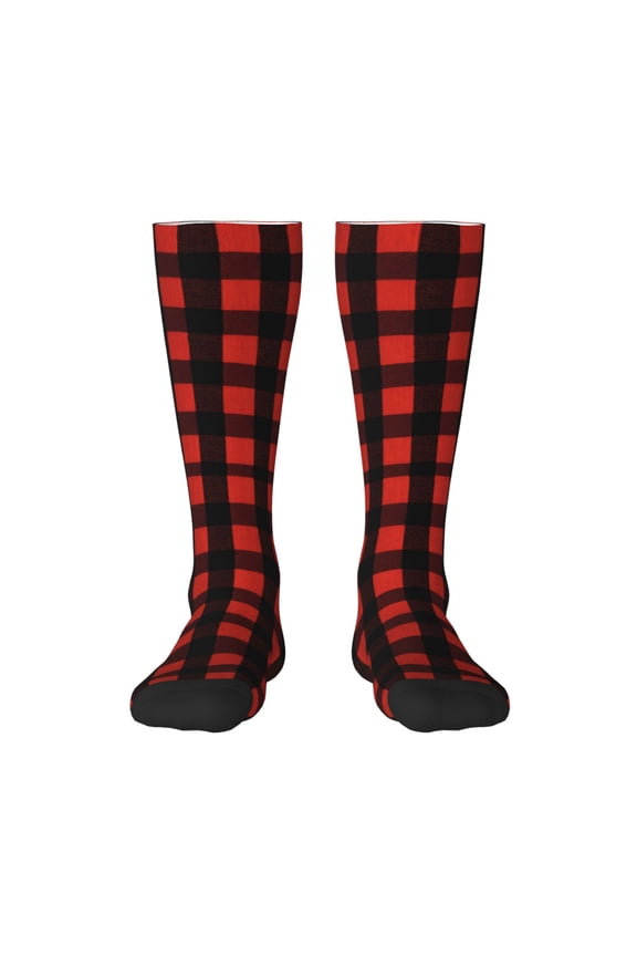 Women's Knee High Socks Buffalo Plaid Thermal Soft Knee Long Socks