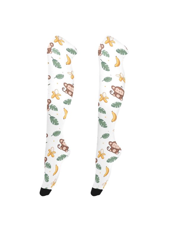 Women's Knee-High Socks Cartoon Monkey High-Knee Stocking Suitable for Parties Home and Sports