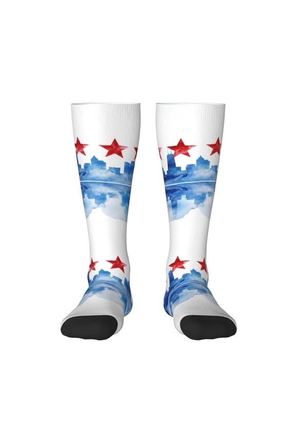 Women's Knee High Socks Chicagoan City Flag Art Outdoor Casual Tube Socks