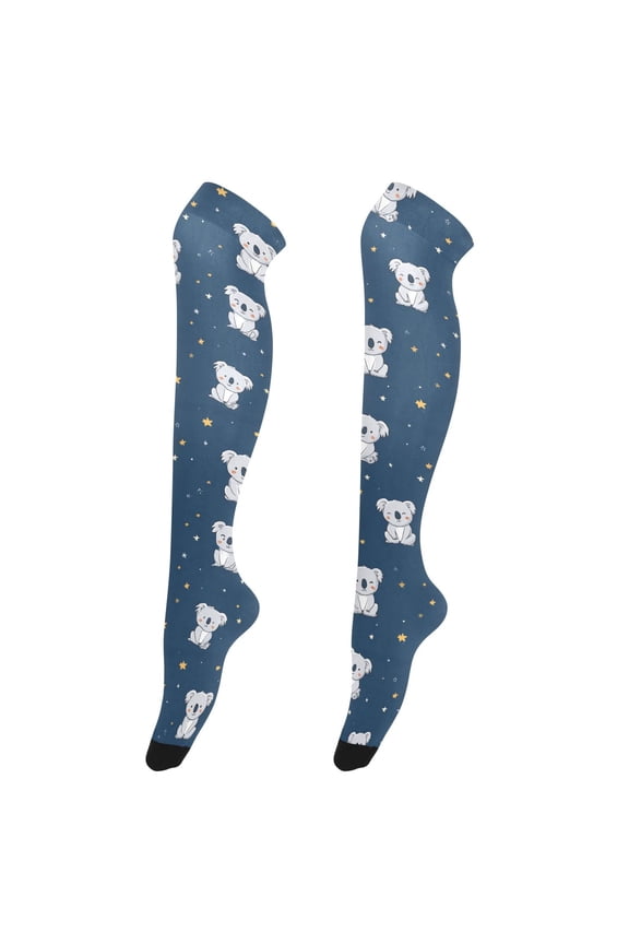 Women's Knee-High Socks Cute Koala High-Knee Stocking Suitable for Parties Home and Sports