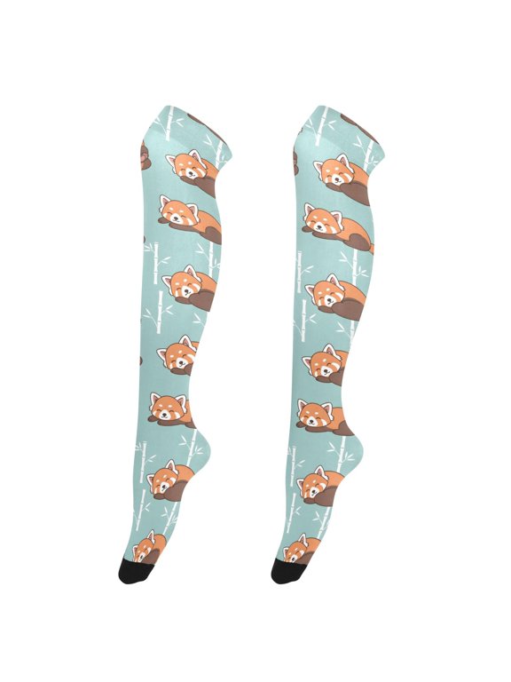 Women's Knee-High Socks Cute Red Panda High-Knee Stocking Suitable for Parties Home and Sports