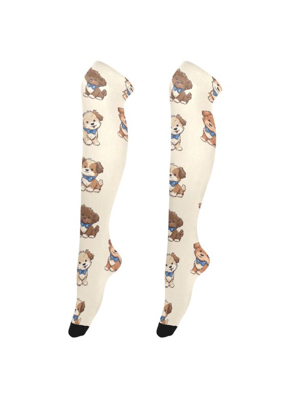 Women's Knee-High Socks Dog with A Tie High-Knee Stocking Suitable for Parties Home and Sports