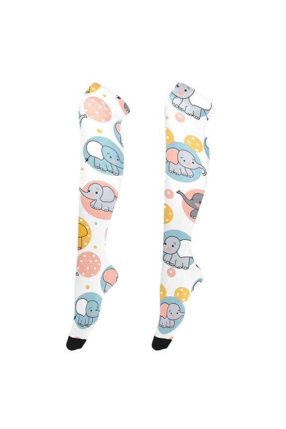 Women's Knee-High Socks Elephant High-Knee Stocking Suitable for Parties Home and Sports