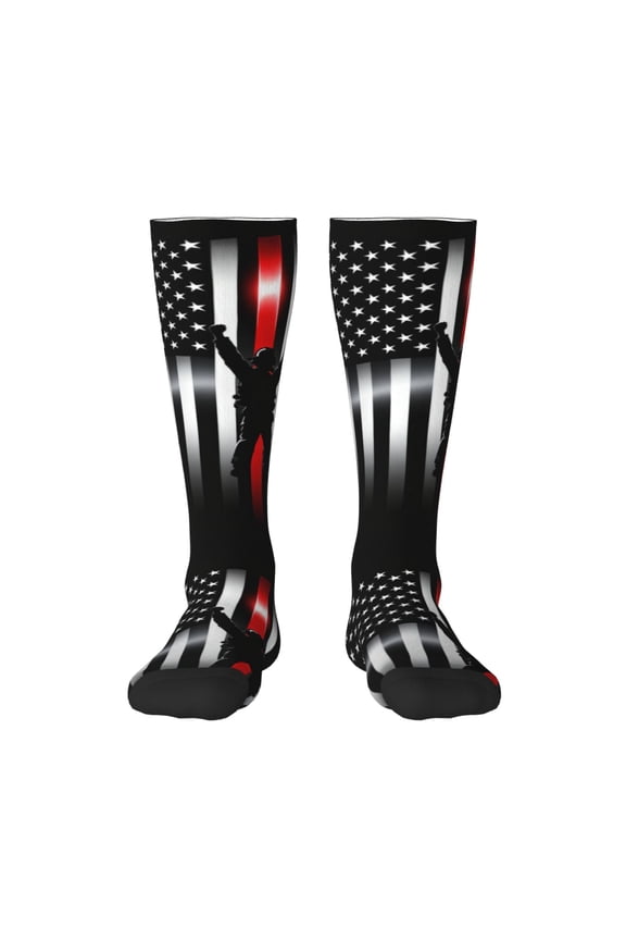 Women's Knee High Socks Firefighter Firefighting Flag Us Outdoor Casual Tube Socks