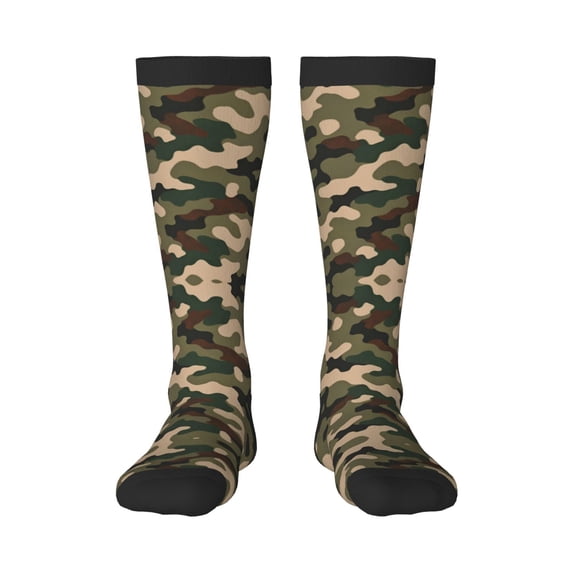 Women's Knee High Socks Green Army Camouflage Thermal Soft Knee Long Socks