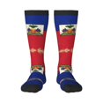 thumbnail image 1 of Women's Knee High Socks Haitian Flag Pattern Thermal Soft Knee Long Socks, 1 of 7