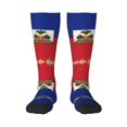 thumbnail image 1 of Women's Knee High Socks Haitian Flag Pattern Thermal Soft Knee Long Socks, 1 of 7