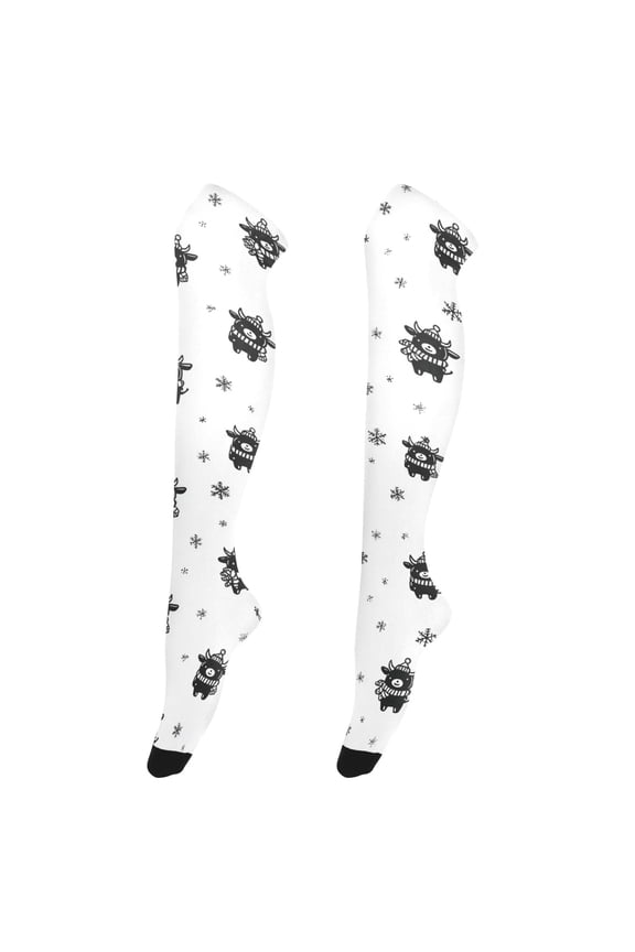 Women's Knee-High Socks Lovely Highland Cow High-Knee Stocking Suitable for Parties Home and Sports