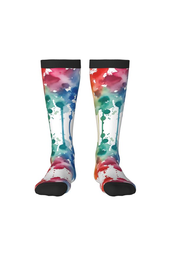 Women's Knee High Socks Paint Splatter Colorful Thermal Soft Knee Long Socks