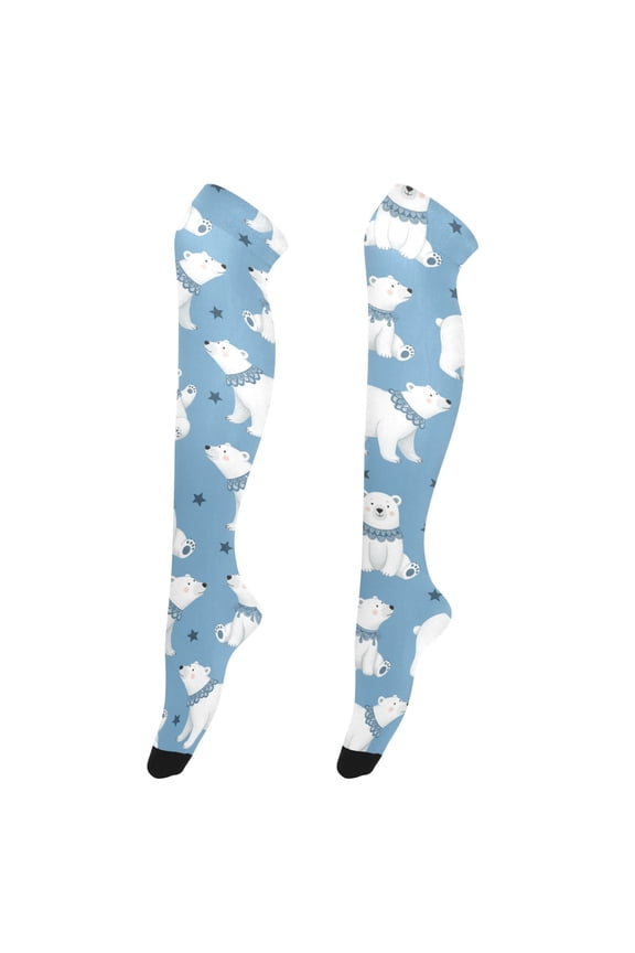 Women's Knee-High Socks Polar Bear High-Knee Stocking Suitable for Parties Home and Sports