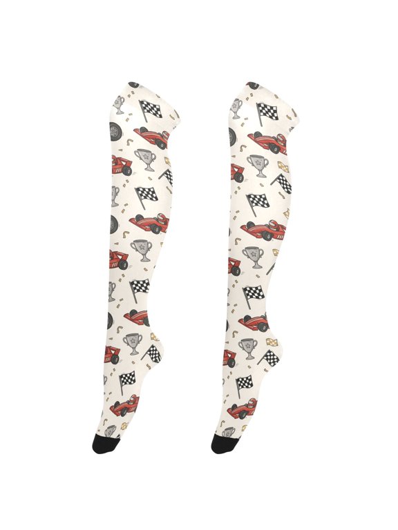 Women's Knee-High Socks Racing Competition High-Knee Stocking Suitable for Parties Home and Sports