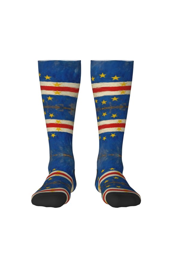 Women's Knee High Socks Retro Cape Verde Flag Outdoor Casual Tube Socks