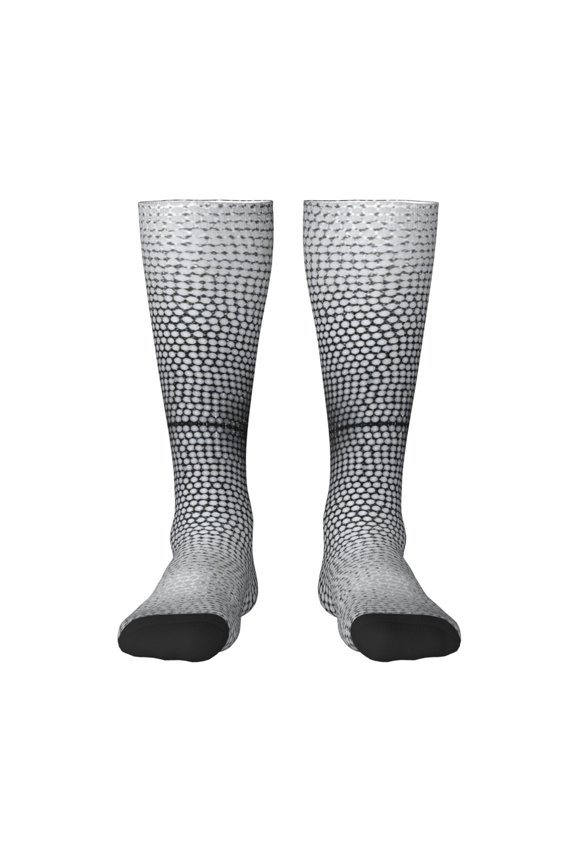 Women's Knee High Socks Silver Print Outdoor Casual Tube Socks