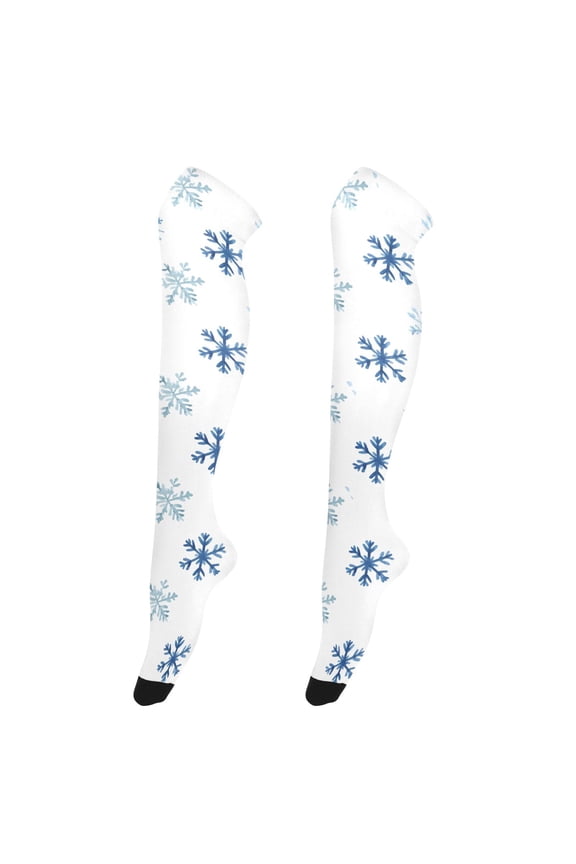 Women's Knee-High Socks Snowflakes High-Knee Stocking Suitable for Parties Home and Sports