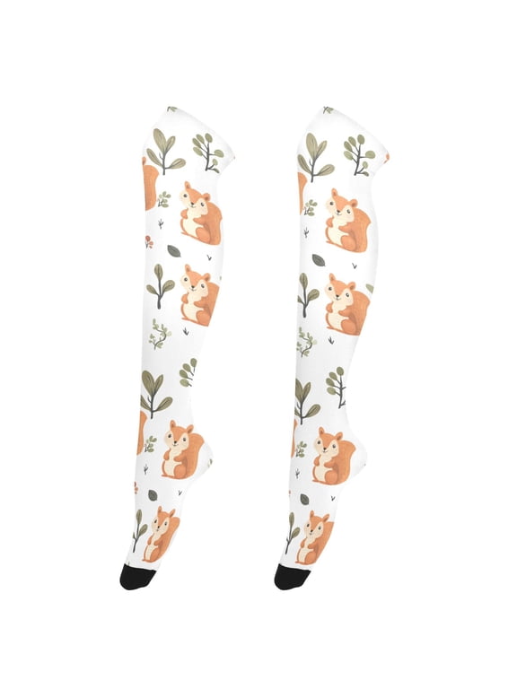 Women's Knee-High Socks Squirrel High-Knee Stocking Suitable for Parties Home and Sports