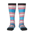 thumbnail image 1 of Women's Knee High Socks Transgender Pride Flag Outdoor Casual Tube Socks, 1 of 7